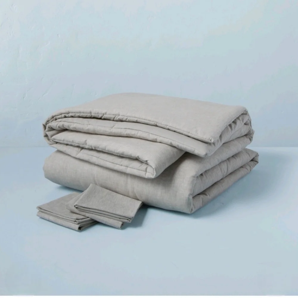 Hearth & Hand w Magnolia 3pc Full/Queen Linen Blend Duvet Set Jet Gray